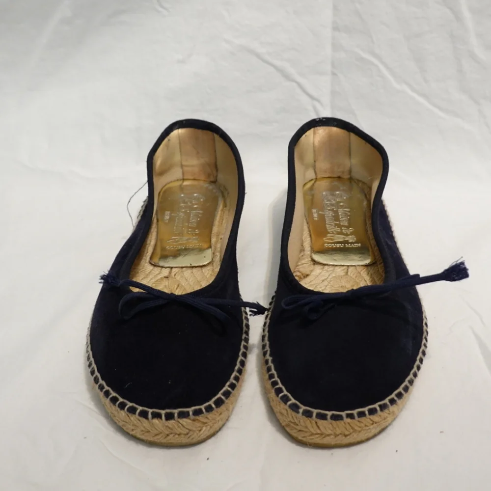 LA MAISON DE L'ESPADRILLE Navy Suede Ballet Flat Espadrille - France, size 39